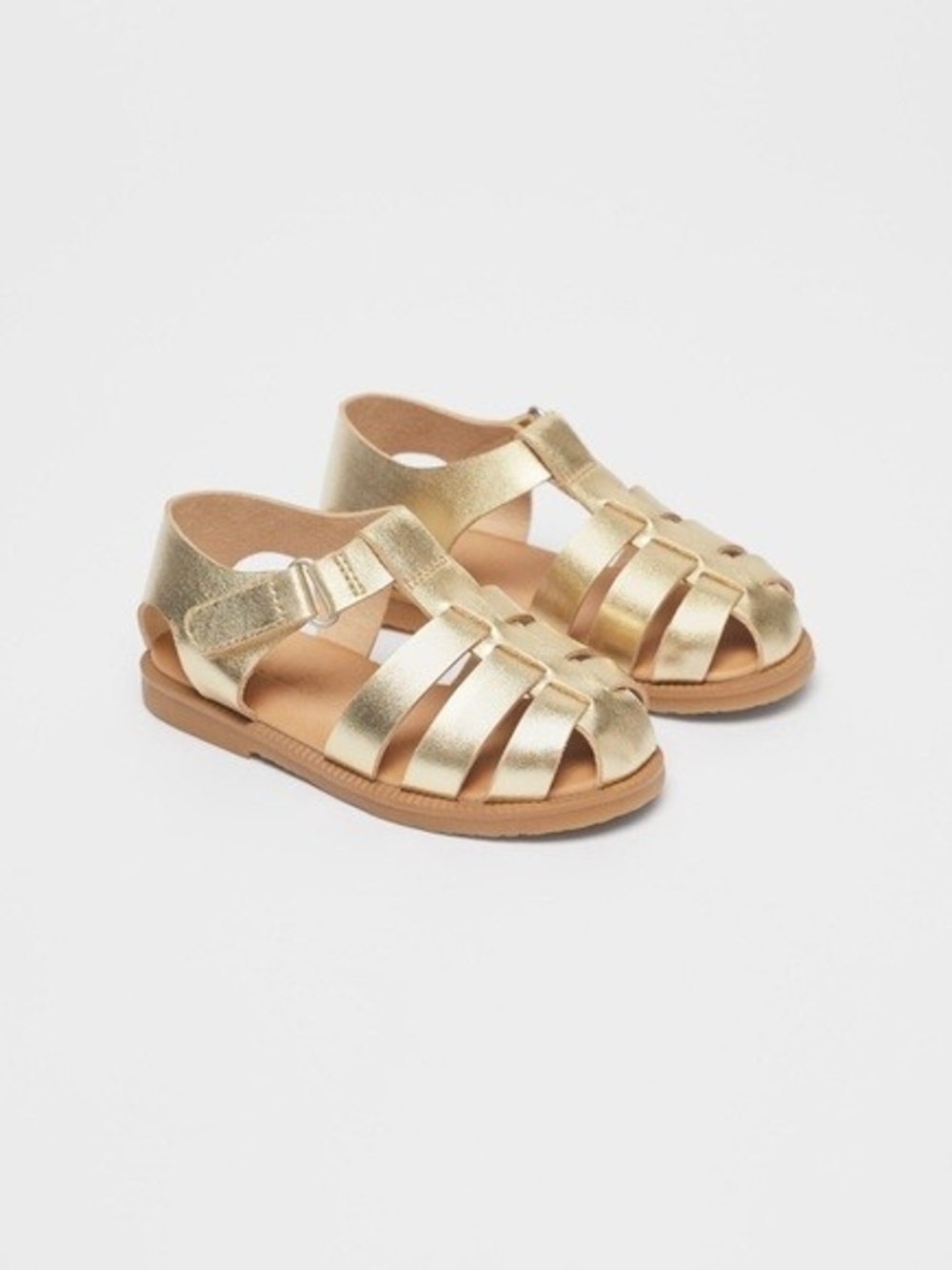 Zara Baby Gold Metallic Fisherman Gladitor Sandals Toddler Size 20 (4 4.5 US)